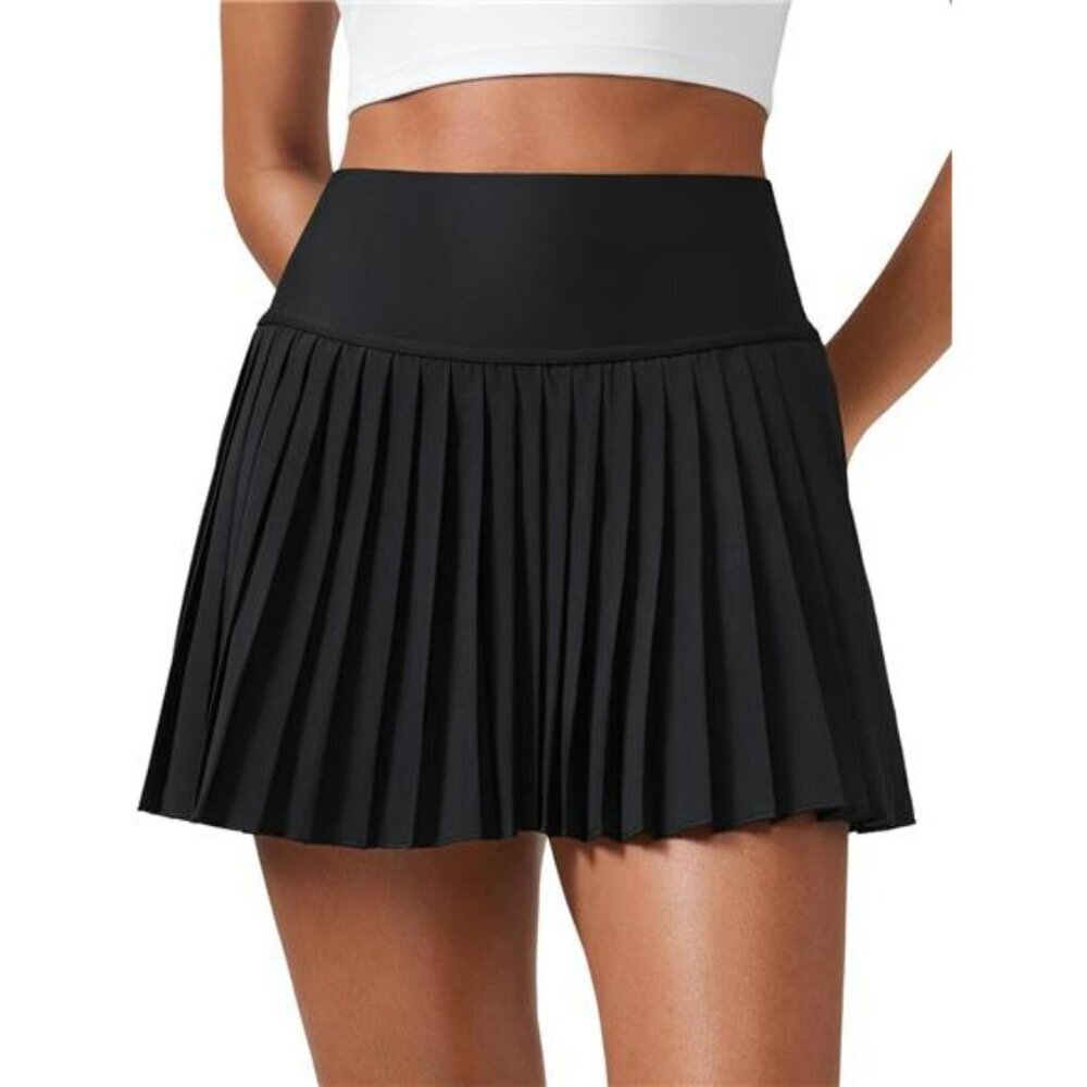 CRZ YOGA Pleated Tennis Skirt High Waist Skort with Pockets Workout Golf